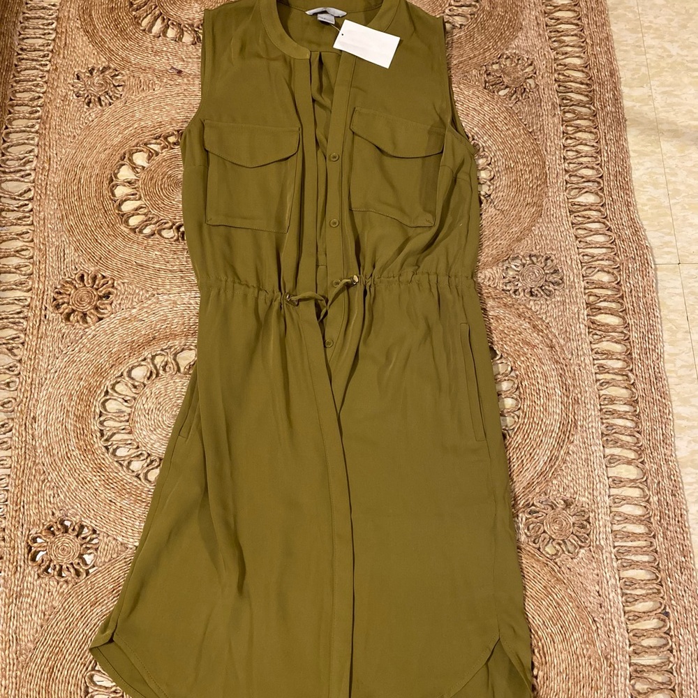 H&M sleeveless dress; olive green with string ties at waist area